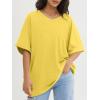 imageATHMILE Womens Oversized T Shirts Loose Fit V Neck Short Sleeve Summer Casual Blouse 2025 Y2K Tee TopsLemon Yellow