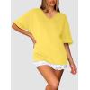 imageATHMILE Womens Oversized T Shirts Loose Fit V Neck Short Sleeve Summer Casual Blouse 2025 Y2K Tee TopsLemon Yellow