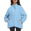 imageATHMILE Womens Oversized HalfZip Sweatshirts Fleece Lined Funnel Neckline Teen Girls Y2K Fall Winter Clothes FashionSky Blue