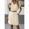 imageATHMILE Summer Casual Dresses for Women VNeck Beach Vacation Clothes Short Sleeve Split Hem Sundress with PocketsBeige