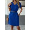 imageATHMILE Summer Casual Dresses for Women VNeck Beach Vacation Clothes Short Sleeve Split Hem Sundress with PocketsBlue