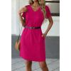 imageATHMILE Summer Casual Dresses for Women VNeck Beach Vacation Clothes Short Sleeve Split Hem Sundress with PocketsHot Pink