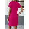 imageATHMILE Summer Casual Dresses for Women VNeck Beach Vacation Clothes Short Sleeve Split Hem Sundress with PocketsHot Pink