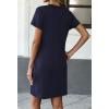 imageATHMILE Summer Casual Dresses for Women VNeck Beach Vacation Clothes Short Sleeve Split Hem Sundress with PocketsNavy Blue