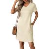 imageATHMILE Summer Casual Dresses for Women VNeck Beach Vacation Clothes Short Sleeve Split Hem Sundress with PocketsBeige