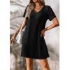 imageATHMILE Dresses for Women 2025 V Neck Short Sleeve Casual T Shirt Dress Sundresses Swimsuit Coverup with PocketsBlack