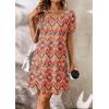 imageATHMILE Dresses for Women 2025 V Neck Short Sleeve Casual T Shirt Dress Sundresses Swimsuit Coverup with PocketsBoho Floral