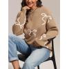 imageATHMILE Fall Sweaters for Women 2025 Fashion Cute Bow Knit Pullover Trendy Long Sleeve Oversized Sweater Winter ClothingCamel