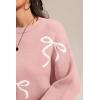 imageATHMILE Fall Sweaters for Women 2025 Fashion Cute Bow Knit Pullover Trendy Long Sleeve Oversized Sweater Winter ClothingPink