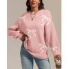 imageATHMILE Fall Sweaters for Women 2025 Fashion Cute Bow Knit Pullover Trendy Long Sleeve Oversized Sweater Winter ClothingPink