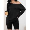imageATHMILE Off The Shoulder Tops for Women 2025 Fall Long Sleeve Oversized Tshirts Fashion Going Out Outfits Casual Basic TeesBlack