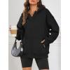 imageATHMILE Oversized Hoodies for Women Fashion V Neck Pullover Sweatshirts with Thumb Hole Y2k Clothes Fall Outfits 2025Black