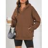 imageATHMILE Oversized Hoodies for Women Fashion V Neck Pullover Sweatshirts with Thumb Hole Y2k Clothes Fall Outfits 2025Coffee