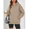imageATHMILE Oversized Hoodies for Women Fashion V Neck Pullover Sweatshirts with Thumb Hole Y2k Clothes Fall Outfits 2025Coffeegrey