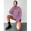 imageATHMILE Oversized Hoodies for Women Fashion V Neck Pullover Sweatshirts with Thumb Hole Y2k Clothes Fall Outfits 2025Dark Pink