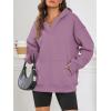 imageATHMILE Oversized Hoodies for Women Fashion V Neck Pullover Sweatshirts with Thumb Hole Y2k Clothes Fall Outfits 2025Dark Pink