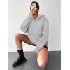 imageATHMILE Oversized Hoodies for Women Fashion V Neck Pullover Sweatshirts with Thumb Hole Y2k Clothes Fall Outfits 2025Light Gray