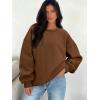 imageATHMILE Oversized Sweatshirt for Women Fall Fashion Long Sleeve Hoodies Fleece Pullover Tops Y2K Clothes with Side PocketsBrown