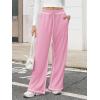 imageATHMILE Track Pants Women Sweatpants Wide Leg Straight Drawstring Teen Girl Fall Jogging Soft Lounge Athletic Pajama JoggersPink