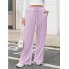 imageATHMILE Track Pants Women Sweatpants Wide Leg Straight Drawstring Teen Girl Fall Jogging Soft Lounge Athletic Pajama JoggersPurple