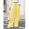 imageATHMILE Track Pants Women Sweatpants Wide Leg Straight Drawstring Teen Girl Fall Jogging Soft Lounge Athletic Pajama JoggersYellow