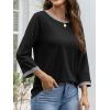 imageATHMILE Womens 34 Length Sleeve Tops Dressy Casual Striped Crew Neck Fall T Shirts Spring Blouse Summer TunicsBlack