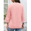 imageATHMILE Womens 34 Length Sleeve Tops Dressy Casual Striped Crew Neck Fall T Shirts Spring Blouse Summer TunicsLight Pink