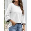 imageATHMILE Womens 34 Length Sleeve Tops Dressy Casual Striped Crew Neck Fall T Shirts Spring Blouse Summer TunicsWhite