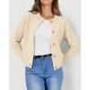 imageATHMILE Womens Cardigan Sweaters Casual Long Sleeve Button Down Crewneck Casual Knit Cropped Fall Winter Jackets ClothesBeige