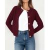 imageATHMILE Womens Cardigan Sweaters Casual Long Sleeve Button Down Crewneck Casual Knit Cropped Fall Winter Jackets ClothesWine Red