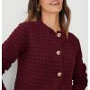 imageATHMILE Womens Cardigan Sweaters Casual Long Sleeve Button Down Crewneck Casual Knit Cropped Fall Winter Jackets ClothesWine Red
