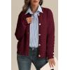 imageATHMILE Womens Cardigan Sweaters Casual Long Sleeve Button Down Crewneck Casual Knit Cropped Fall Winter Jackets ClothesWine Red