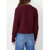 imageATHMILE Womens Cardigan Sweaters Casual Long Sleeve Button Down Crewneck Casual Knit Cropped Fall Winter Jackets ClothesWine Red
