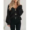 imageATHMILE Womens Chunky Cardigan Sweaters Long Sleeve Button Loose Short Outerwear Coats Open Front Fall ClothesBlack