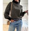 imageATHMILE Womens Fall Fashion Mock Neck Sweater Long Sleeve Plaid Ribbed Knit Loose Pullover Tops Trendy Office OutfitsBrownstripe