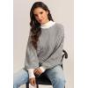 imageATHMILE Womens Fall Fashion Mock Neck Sweater Long Sleeve Plaid Ribbed Knit Loose Pullover Tops Trendy Office OutfitsCarbon