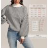 imageATHMILE Womens Fall Fashion Mock Neck Sweater Long Sleeve Plaid Ribbed Knit Loose Pullover Tops Trendy Office OutfitsCarbon