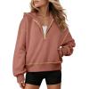 imageATHMILE Womens Fall Hoodies Half Zip Sweatshirts Long Sleeve Cropped Hooded Pullover Winter Fashion Clothes 2025Pink