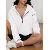 imageATHMILE Womens Fall Hoodies Half Zip Sweatshirts Long Sleeve Cropped Hooded Pullover Winter Fashion Clothes 2025White