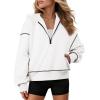 imageATHMILE Womens Fall Hoodies Half Zip Sweatshirts Long Sleeve Cropped Hooded Pullover Winter Fashion Clothes 2025White