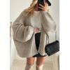 imageATHMILE Womens Fall Oversized Cardigan Sweaters Long Lantern Sleeve Knit Open Front Lightweight Winter Fashion Clothes 2025Grey Beige
