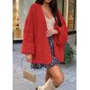 imageATHMILE Womens Fall Oversized Cardigan Sweaters Long Lantern Sleeve Knit Open Front Lightweight Winter Fashion Clothes 2025Red