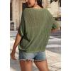 imageATHMILE Womens Floral Spring Tops Summer Fashion Shirts Short Sleeve Beach Vacation Crochet Knit Sweater Lightweight PulloverArmy Green