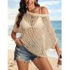 imageATHMILE Womens Short Sleeve Sweaters Scoop Neck Summer Beach Cover up Casual Crochet Hollow Out Knit Tops Pullover ShirtsApricot