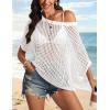 imageATHMILE Womens Short Sleeve Sweaters Scoop Neck Summer Beach Cover up Casual Crochet Hollow Out Knit Tops Pullover ShirtsWhite