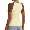 imageATHMILE Womens Short SleeveLong Sleeve Cropped Tops Slim Fit Stretchy Color Block Slightly Shirts Y2k Fashion Clothes1beige Brown Combo