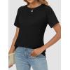 imageATHMILE Womens T Shirts Short Sleeve Crewneck Tees Trendy Lightweight Soft Casual Summer Tops 2025Black