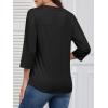 imageATHMILE Womens Tops 34 Length Sleeve Button Down Henley Shirts Business Casual Outfits Fashion BlousesBlack