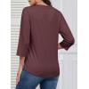 imageATHMILE Womens Tops 34 Length Sleeve Button Down Henley Shirts Business Casual Outfits Fashion BlousesBurgundy