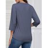 imageATHMILE Womens Tops 34 Length Sleeve Button Down Henley Shirts Business Casual Outfits Fashion BlousesNavy Blue